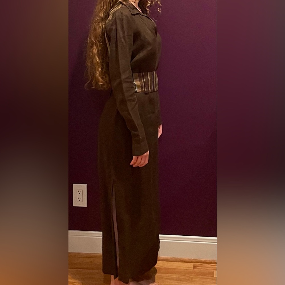 Linen dress Kenzo with embroidery and print on the back and belt. Long sleeves. - Picture 2 of 7